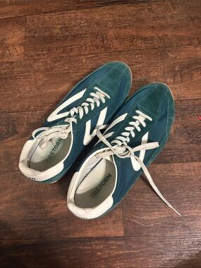 Tretorn Green & White Suede Leather Women’s Sneakers
